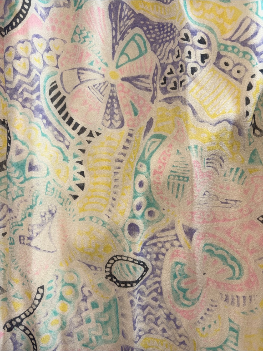 Go Silk Vintage Size 2 100% Silk Pastel Abstract Print Midi Skirt Elastic Waist - Picture 6 of 6